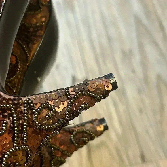 VINTAGE** Caparros  Tan / Brown Sequin - Picture 9 of 11